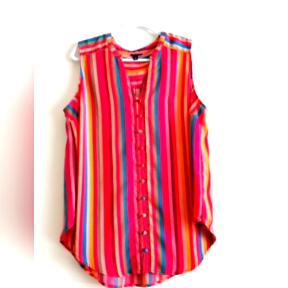 Torrid Multicolor Striped Button-Down Blouse Size M NEW